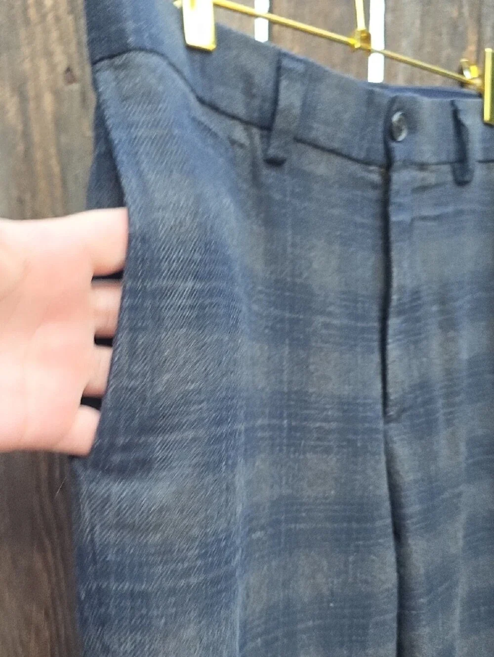 NOVA Fides Woven In Italy For Banana Republic Gray-Blue Plaid 40% Wool Pants